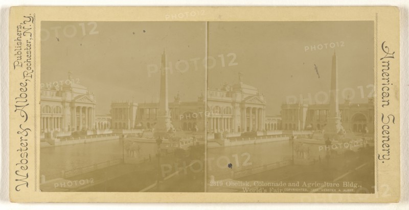 Obelisk, Colonnade and Agriculture Bldg., World's Fair; Webster & Albee; 1893; Gelatin silver print