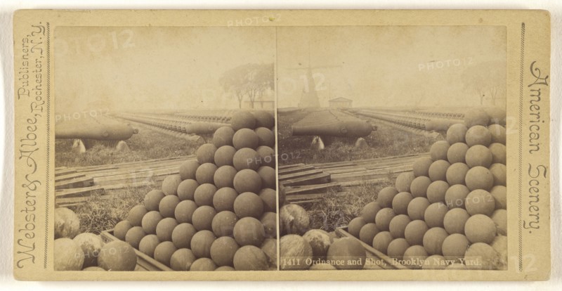 Ordnance and Shot, Brooklyn Navy Yard; Webster & Albee; about 1880; Albumen silver print