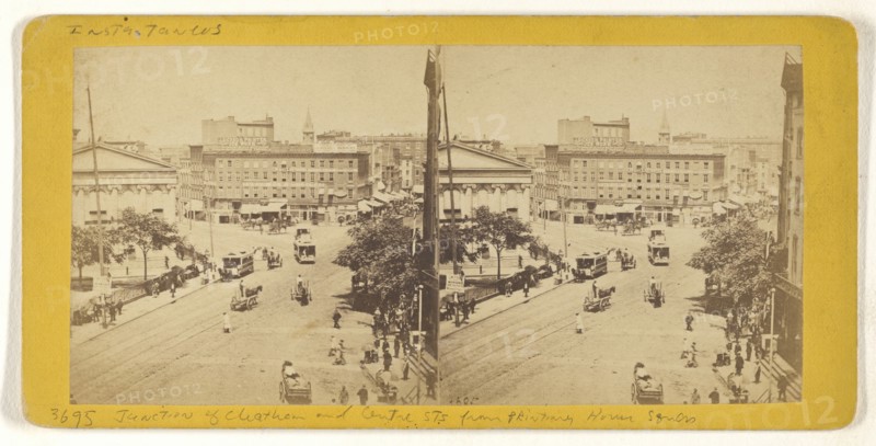 Junction of Chatham and Centre Sts. from Printing House Square, New York City; Attributed to Peter F. Weil, American, active New