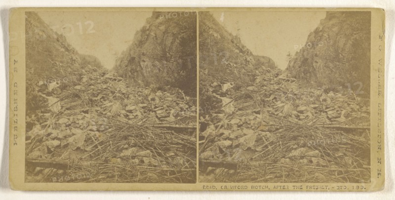 Road, Crawford Notch, After the Freshet; Franklin G. Weller, American, 1833 - 1877, about 1870; Albumen silver print