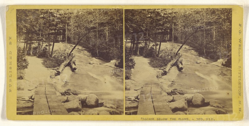 Cascade Below The Flume; Franklin G. Weller, American, 1833 - 1877, about 1875; Albumen silver print