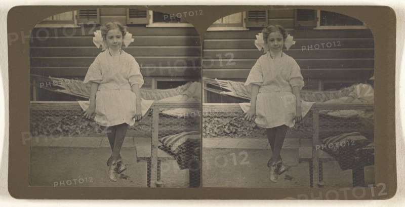Mildred E. Wendt in yard, 427 1st St., Albany, N.Y; Julius M. Wendt, American, active 1900s - 1910s, 1900s; Gelatin silver