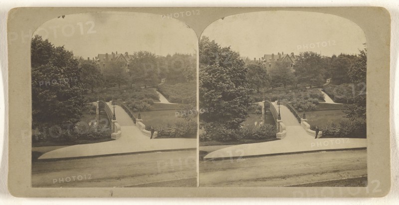 Bridge over Lake Washington Park. R.D. Pruyn's residence in the distance; Julius M. Wendt, American, active 1900s - 1910s