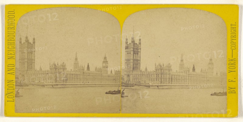 Houses of Parliament, From Lambeth; Frederick York, British, 1823 - 1903, 1865 - 1875; Albumen silver print