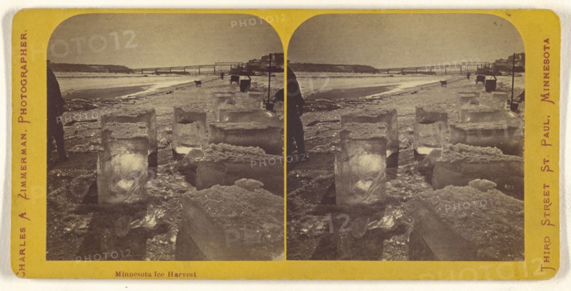 Minnesota Ice Harvest; Charles A. Zimmerman, American, born France, 1844 - 1909, 1870 - 1880; Albumen silver print