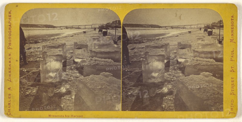 Minnesota Ice Harvest; Charles A. Zimmerman, American, born France, 1844 - 1909, 1870 - 1880; Albumen silver print