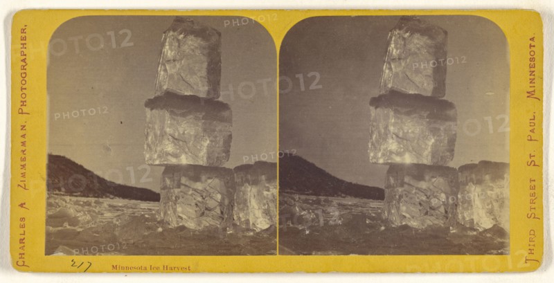 Minnesota Ice Harvest; Charles A. Zimmerman, American, born France, 1844 - 1909, 1870 - 1880; Albumen silver print