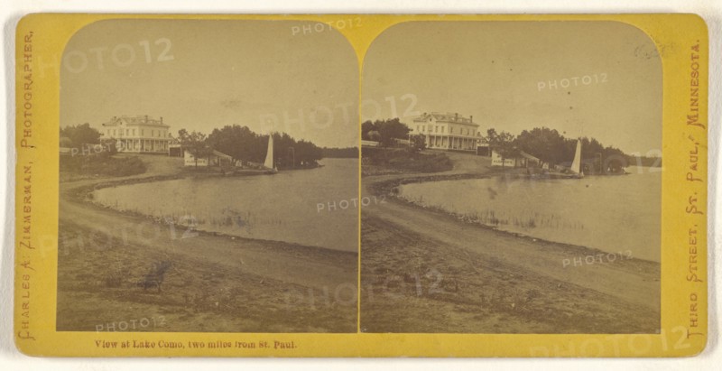 View at Lake Como, two miles from St. Paul; Charles A. Zimmerman, American, born France, 1844 - 1909, 1870 - 1880; Albumen