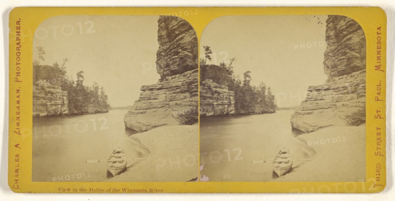 View in the Dalles of the Wisconsin River; Charles A. Zimmerman, American, born France, 1844 - 1909, 1870 - 1880; Albumen