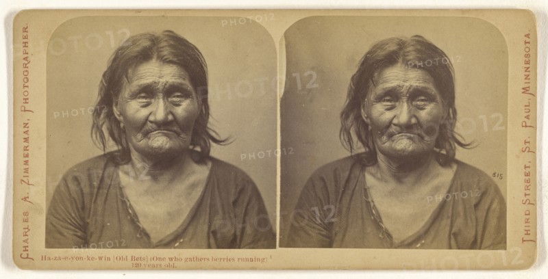 Ha-za-yon-ke-win Old Bets, One who gathers berries running, 120 years old; Charles A. Zimmerman, American, born France, 1844
