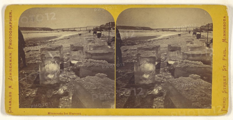 Minnesota Ice Harvest; Charles A. Zimmerman, American, born France, 1844 - 1909, about 1870; Albumen silver print