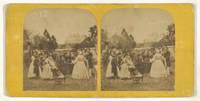Party scene outdoors; about 1855 - 1860; Albumen silver print
