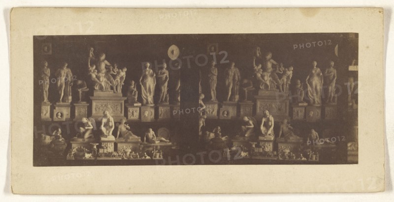 Pisa. Group of statuettes in alabaster - Laocoon, Venus of Canova, Venus de Medicis, Slave whetting his knife, Cupid; about 1870
