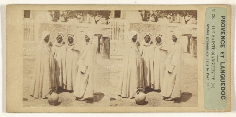 Provence et Languedoc. Ile Sainte-Marguerite, Var, Arabes prisonniers dans le Fort, No. 3, French; about 1858; Albumen silver