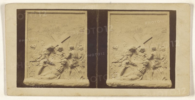 7 eme Station. Jesus tombe la 2 ee, French; about 1860; Albumen silver print