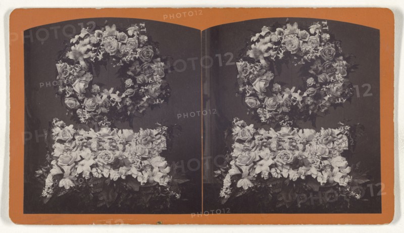 Funeral wreath; about 1870; Albumen silver print