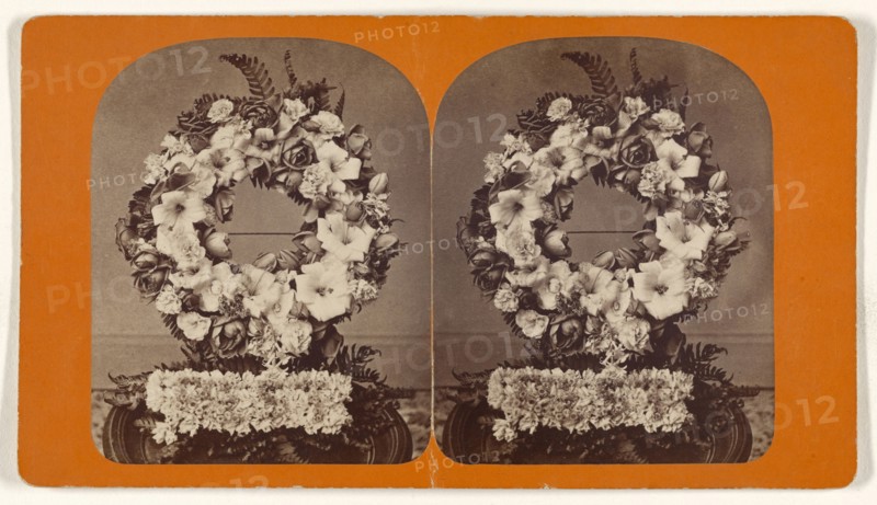 Funeral wreath; about 1870; Albumen silver print