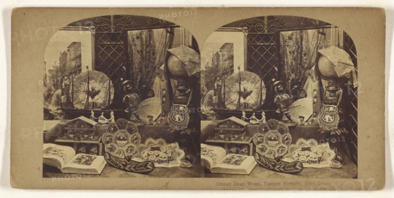 Indian Bead Work, Yankee Notions, Knic Knacs, &c; American; about 1865; Albumen silver print