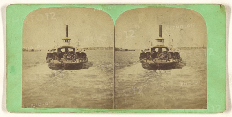 Brooklyn Ferryboat. N.Y; American; about 1870; Hand-colored Albumen silver print