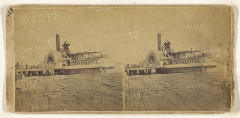 Paddlewheel boat  Monohansett; American; about 1870; Albumen silver print