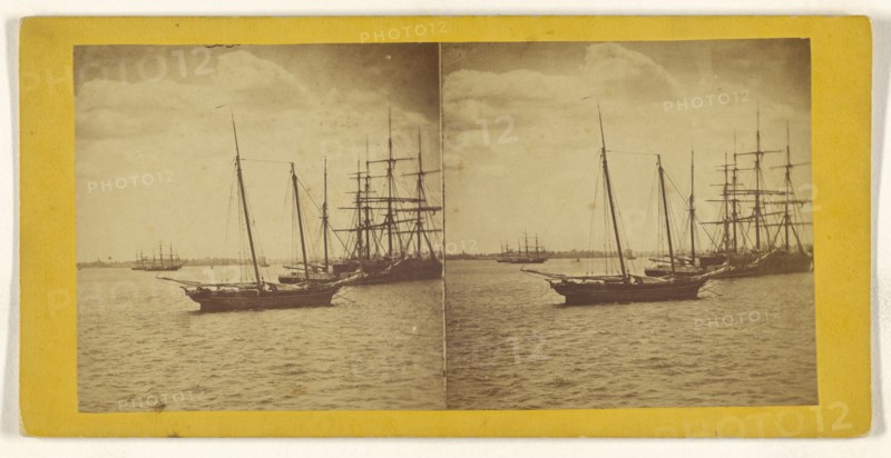 New York Harbor; American; about 1865; Albumen silver print