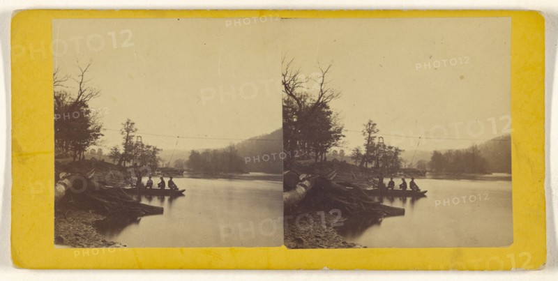 Rope Ferry, Rehn Farm; American; about 1865; Albumen silver print