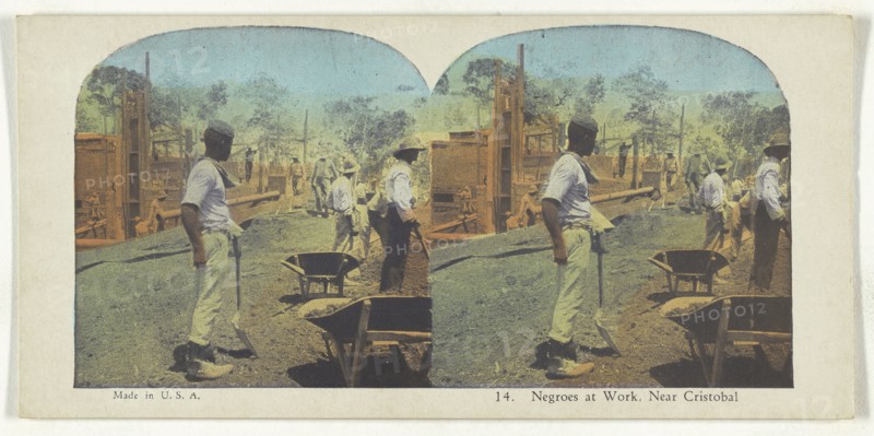 Negroes at Work, Near Cristobal; about 1900; Color Photomechanical