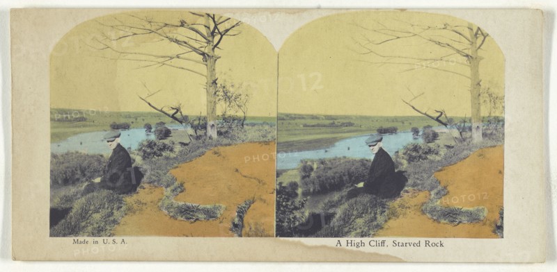 A High Cliff, Starved Rock; American; about 1900; Color Photomechanical
