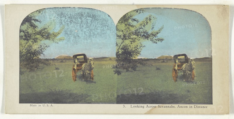 Looking Across Savannahs, Ancon in Distance; about 1900; Color Photomechanical