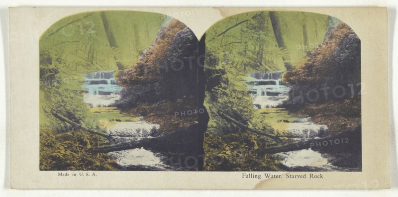 Falling Water, Starved Rock; American; about 1900; Color Photomechanical