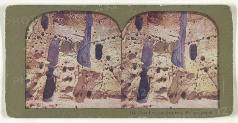 Cave Dwelling Near Sante Fe, New Mexico; American; about 1900; Color Photomechanical