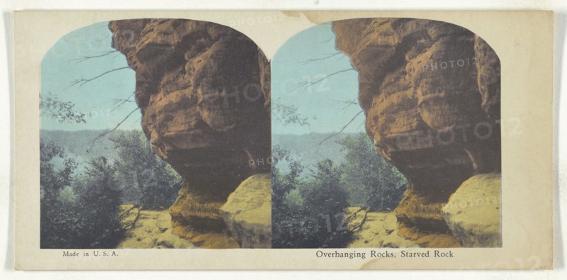 Overhanging Rocks, Starved Rock; American; about 1900; Color Photomechanical
