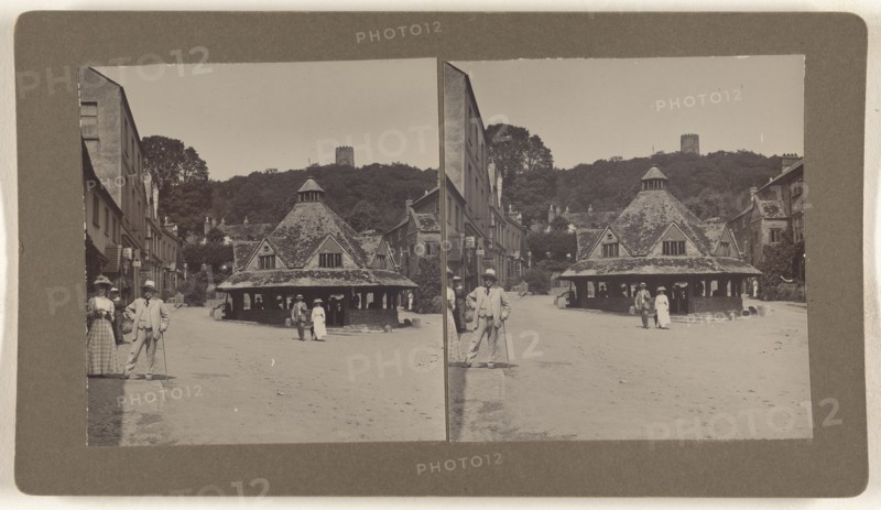 View of a small British town square, possibly in Kent; about 1905; Gelatin silver print