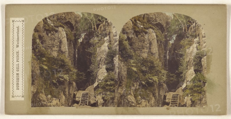 Dungeon Gill Force, Westmoreland; British; about 1860; Hand-colored Albumen silver print