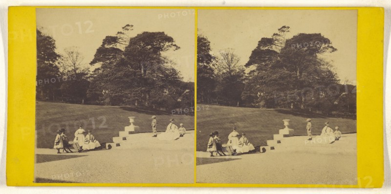Family at  British park; British; about 1860; Albumen silver print