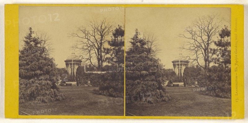 Leamington - The Jephson Gardens, with Monument; British; about 1865; Albumen silver print