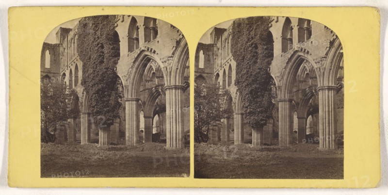 Rievaulx Abbey, West Side of Choir, looking North; British; about 1860; Albumen silver print