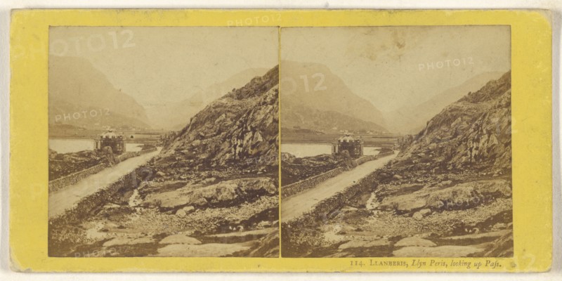 Llanberis, Llyn Peris, looking up Pass; British; about 1865; Albumen silver print