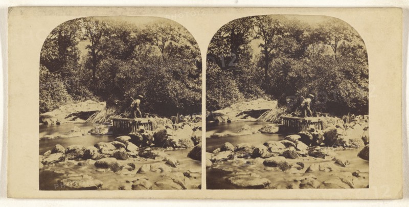 Salmon Trap on the Sledr, North Wales; British; about 1865; Albumen silver print
