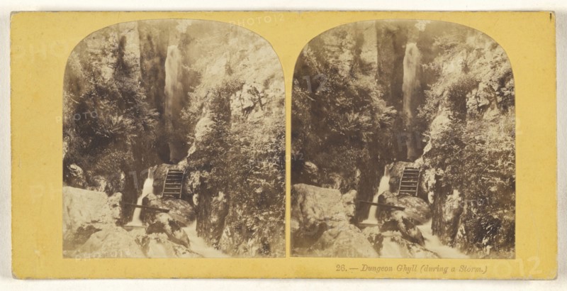 Dungeon Ghyll during a Storm. British about 1860; Albumen silver print
