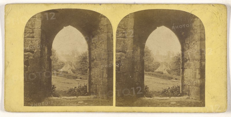 Easby Abbey, A peep through the Refectory Window; British; about 1865; Albumen silver print