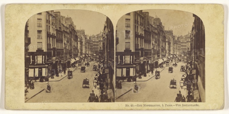 Rue Montmartre, a Paris., French; 1860s; Albumen silver print