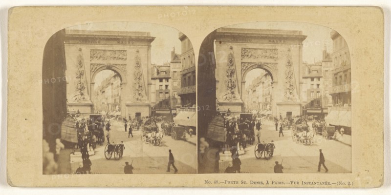 Porte St. Denis, a Paris, French; 1860s; Albumen silver print
