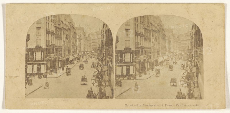 Rue Montmarte, a Paris. - Vue Instantanee; French; 1860s; Albumen silver print