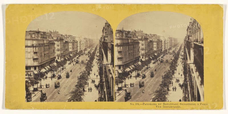 Panorama du Boulevart Sebastopol, a Paris. Vue Instantanee; French; 1860s; Albumen silver print