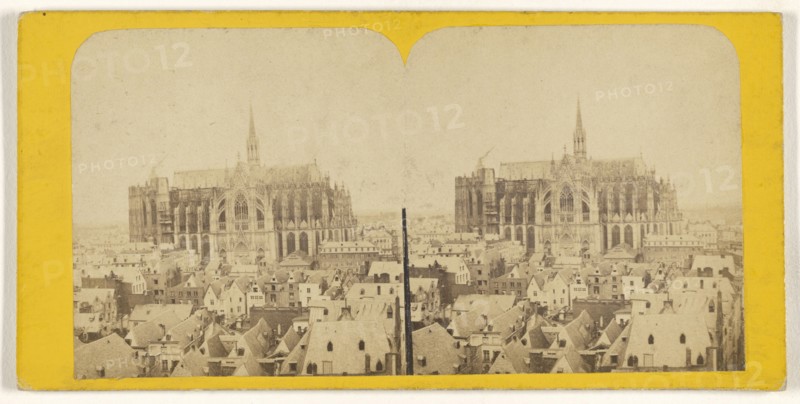 Bords du Rhin. Cathedrale de Cologne prise de l'Hotel-de-Ville; French; about 1865; Albumen silver print