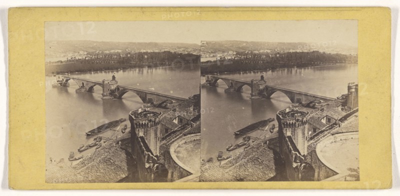 High angle view of  French city; French; about 1865; Albumen silver print