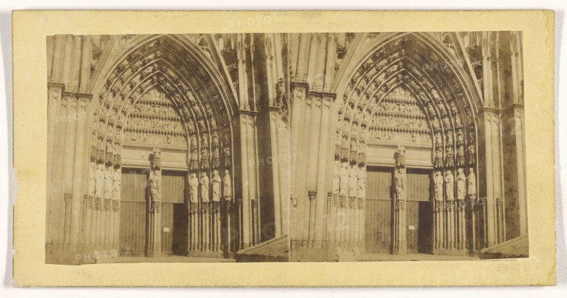 Bords du Rhin. Portail de la Cathedrale de Cologne; French; about 1865; Albumen silver print