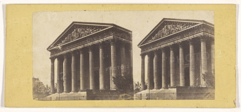 View of a French building with Greek or Roman style architecture; French; about 1865; Albumen silver print