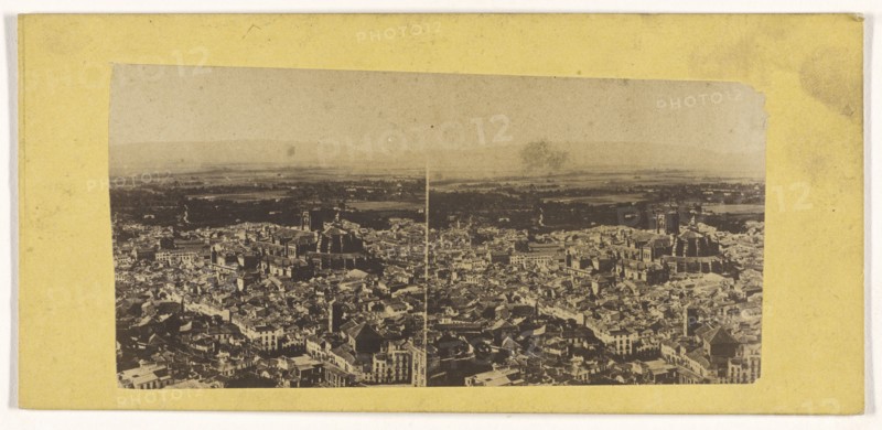 Panoramic view of Granada, Spain; French; about 1865; Albumen silver print